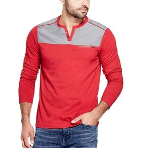 New GUESS Quince Slit-Neck Men's Tee SZ S